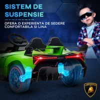 HOMCOM Lamborghini Veneno cu Licenta 12V Masinuta Electrica pentru Copii cu Usi Tip Fluture, Baterie Portabila, Masinuta Alimentata Electric cu Bluetooth, Telecomanda, Muzica, Claxon, Suspensii, pentru 3-6 ani - Verde(m-7)