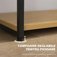 HOMCOM Raft  Biblioteca cu 10 Niveluri, Stil Industrial din PAL si Otel, 111.5x32x170 cm, Negru si Lemn Natur(m-7)