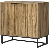 HOMCOM Dulap de depozitare industrial , bufet cu 2 usi si picioare de otel pentru sufragerie,dormitor, Gri(m-10)