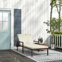 Outsunny Outdoor Sun Lounger, Rattan Wicker Chaise Recliner with 5-Level Adjustable Backrest and 2 Wheels(m-2)