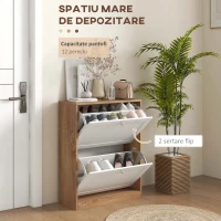 HOMCOM Dulap Pantofi ingust – 2 Sertare Rabatabile, Compact(m-4)
