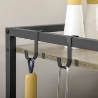 HOMCOM Carrinho Auxiliar com Rodas Carrinho de Armazenamento de 3 Níveis com Bolsa de Tecido 2 Ganchos 66x40x80,5cm Cinza(m-8)