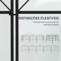 Outsunny Cercas de Jardim 305x61 cm Conjunto de 5 Cercas Decorativas para Jardim de Metal Barreira para Animais para Pátio Preto(m-5)