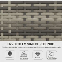 Outsunny Conjunto Móveis de Jardim de 4 Peças em Vime Sintético com 2 Poltronas 1 Sofá de 2 Lugares e 1 Mesa de Centro Cinza(m-4)