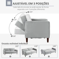 HOMCOM Sofá de 2 Lugares Convertível em Cama de Estofado Aveludado com Encosto Ajustável para Sala 189x80,5x78,5 cm Cinza Claro(m-5)