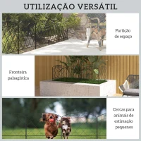 Outsunny Cercas de Jardim 305x61 cm Conjunto de 5 Cercas Decorativas para Jardim de Metal Barreira para Animais para Pátio Preto(m-6)