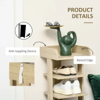 HOMCOM 7 Tier Shoe Rack Organizer Storage Shelf Wooden Display Cabinet for Entryway Living Room Bedroom Oak(m-5)
