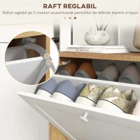 HOMCOM Dulap Pantofi ingust – 2 Sertare Rabatabile, Compact(m-5)