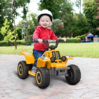 AIYAPLAY 6V Electric Quad Bike for Kids, Ride On ATV w/ Forward Backward, Headlights, for 18-36 Months - Yellow(m-2)