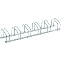 HOMCOM Estacionamento para 6 Bicicletas Suporte de Aço para Estacionar Bicicletas no Chão para Interior e Exterior 179x33x27 cm Prata(m-11)