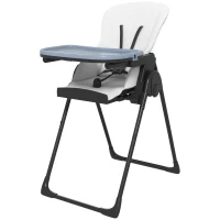 ZONEKIZ Scaun Inalt Pliabil pentru Bebelusi, pentru Mancat si Luat Masa, cu Inaltime Reglabila a Sezutului, Spatarului, Suportului pentru Picioare, Tava Detasabila, Curatare Simpla, pentru Bebelusi de 6-36 luni, Negru(m-10)