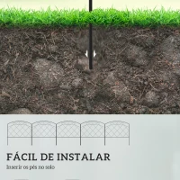 Outsunny Cercas de Jardim 305x61 cm Conjunto de 5 Cercas Decorativas para Jardim de Metal Barreira para Animais para Pátio Preto(m-4)