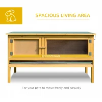 PawHut Cusca din Lemn pentru Iepuri, Cusca de Iepuri cu Acoperis Rezistent la Apa, Fara Scurgeri, Tava Robusta din Lemn de Brad Construita pentru Interior/Exterior(m-4)