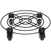 Outsunny Cărucior Suport Ghiveci cu Roți Ø30cm din Metal cu Roți Pivotante și Frână, Negru(m-10)