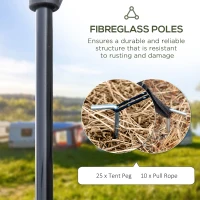 Outsunny Cort de Camping pentru 5-6 Persoane cu 2 Uși, Ferestre și Buzunare de Depozitare, 475x315x215 cm, Albastru(m-7)