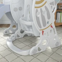 AIYAPLAY Set Tobogan cu Leagăn și Coș de Baschet pentru Copii 18-48 Luni, 150x185x92 cm, Gri(m-9)