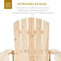 Outsunny Cadeira Adirondack de Madeira Cadeira Adirondack de Jardim com Assento Extra Largo 78x89x88 cm Madeira(m-4)