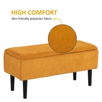 HOMCOM Cutie de Depozitare Moderna Otomana de 15” cu Picioare din Lemn, Spatiu Otoman de Depozitare 47L, care Sustine pana la 120KG, pentru Camera de Zi, Dormitor, Portocaliu(m-6)