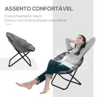 Outsunny Cadeira de Lua Cadeira Redonda de Lua com Assento de Tecido Oxford e Pés de Metal para Campismo  80x80x75 cm Cinza(m-5)
