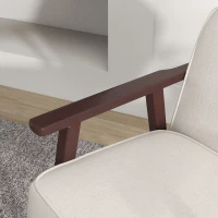 HOMCOM Fotoliu Balansoar pentru Interior din Material Efect In si Lemn cu Cotiere si Perne, 66x78x76 cm, Bej si Maro(m-9)