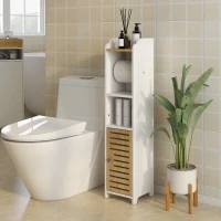 Kleankin Dulap Baie cu Suport Hartie Igienica – Depozitare Compacta(m-8)