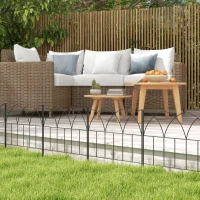 Outsunny Cercas de Jardim 205x45,5 cm Conjunto de 5 Cercas Decorativas para Jardim de Metal Barreira para Animais para Pátio Preto(m-7)