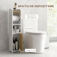 Kleankin Dulap Baie cu Suport Hartie Igienica – Depozitare Compacta(m-5)