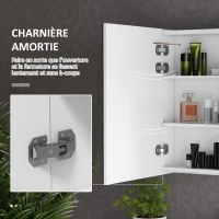 kleankin Bathroom Mirror Cabinet with Light, Bathroom Storage Cupboard with Adjustable Shelf, USB Powered, 90x15x70cm, White(m-7)