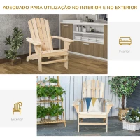 Outsunny Cadeira Adirondack de Madeira Cadeira Adirondack de Jardim com Assento Extra Largo 78x89x88 cm Madeira(m-5)