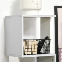 HOMCOM Estante de Livros em Forma de S Estante com 5 Prateleiras Abertas para Sala de Estar Escritório Anti-Tombo 33x28x161cm Branco e Cinza Claro(m-7)