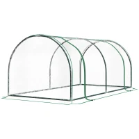 Sera Tunel Outsunny din Otel si cu Capac din PVC, 200x100x80 cm, Transparent si Verde(m-10)