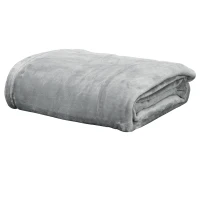 HOMCOM Patura din Flanel 330 GSM Reversibila pentru Utilizare in interior si la Exterior, 203x152x0.5 cm, Gri deschis(m-10)