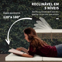 Outsunny Conjunto de 2 Espreguiçadeiras de Vime Sintético com Mesa de Centro Encosto Reclinável em 5 Posições 196x54x32cm Bege(m-6)