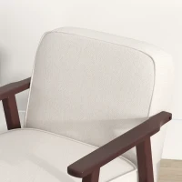 HOMCOM Fotoliu Balansoar pentru Interior din Material Efect In si Lemn cu Cotiere si Perne, 66x78x76 cm, Bej si Maro(m-8)