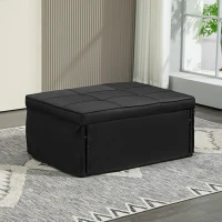 HOMCOM Sofá Cama Individual 3 em 1 Estofado em Linho Reclinável em 5 Posições com Apoio para os Pés e Apoio para a Cabeça 95x189x43 cm Preto(m-9)