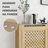HOMCOM Cobertura de Radiador de MDF Proteção para Radiador para Sala de Estar Dormitório Corredor 152x19x82 cm Carvalho(m-6)