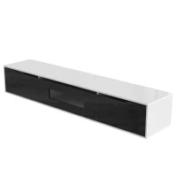 High-Gloss TV Cabinet with LED Lights, Modern Design, Versatile Mounting Options, 180L x 35W x 30H cm, Black(m-9)