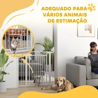 PawHut Barreira de Segurança para Cães Extensível 76-102 cm Barreira para Animais de Estimação com 2 Extensões Branco(m-8)