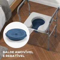 HOMCOM Cadeira Higiénica 4 em 1 Cadeira com Sanita de Alumínio Cadeira de Duche com Altura Ajustável 64x53x70-82 cm Cinza(m-7)