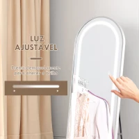 HOMCOM Espelho de Pé com Luzes LED 40x150 cm Espelho de Corpo Inteiro com Iluminação em 3 Cores e Função de Memória Prata(m-5)