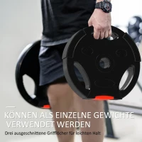 SPORTNOW Kompletny zestaw talerzy do hantli dla treningu, siłowni i ćwiczeń w domu, 2 x 7,5 kg i 2 x 5 kg, Czarny(m-4)