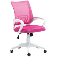 HOMCOM Cadeira de Escritório de Malha Giratória com Altura Ajustável Função Basculante e Apoio para os Braços 57x55x89-109 cm Rosa(m-11)