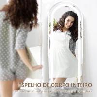 HOMCOM Espelho de Pé com Luzes LED 40x150 cm Espelho de Corpo Inteiro com Iluminação em 3 Cores e Função de Memória Prata(m-4)