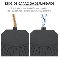 Outsunny Conjunto de Pesos para Base de Chapéu de Sol de 4 Peças Preenchível com 52 Litros de Água 60 kg de Areia ou 70 kg Ambos Preto(m-5)