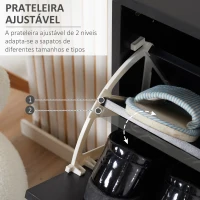 HOMCOM Sapateira de Madeira com 2 Compartimentos para Entrada Corredor Dormitório Sala de Estar 60x24x80 cm Preto(m-5)