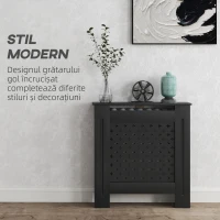 HOMCOM Carcasă pentru Calorifer, Carcasă Modernă pentru Calorifer cu Raft din MDF, 78x19x82 cm, Negru(m-4)