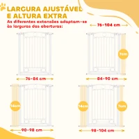 PawHut Barreira de Segurança para Cães com Largura Ajustável 76-104 cm Barreira com 2 Extensões para Escadas e Portas Branco(m-5)