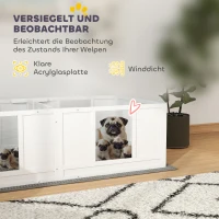PawHut Puppybox voor Honden met Waterdichte en Wasbare Mat, Heldere Panelen, 2-Room Design, voor Kleine Honden(m-5)