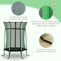 HOMCOM Trampolim para Crianças com Rede de Segurança e Estrutura de Aço para Interiores e Exteriores Carga 50kg Ø163,5x190 cm Verde(m-5)