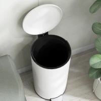 HOMCOM Prullenbak 30L, Pedaalemmer, Vergrendelbare Deksel, Pedal, Vlekbestendig, Crèmewit(m-9)